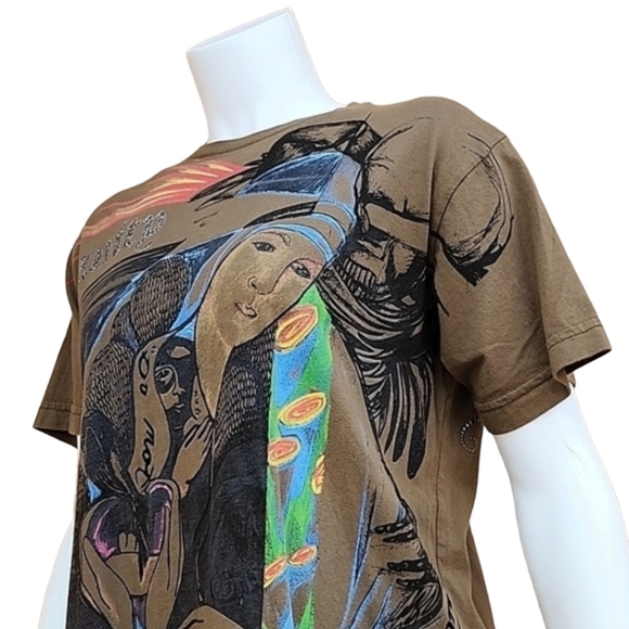 Vintage Tops - Vintage Y2K Mother Teresa Prayer Grafitti Humanity Short Sleeve Graphic Tee L